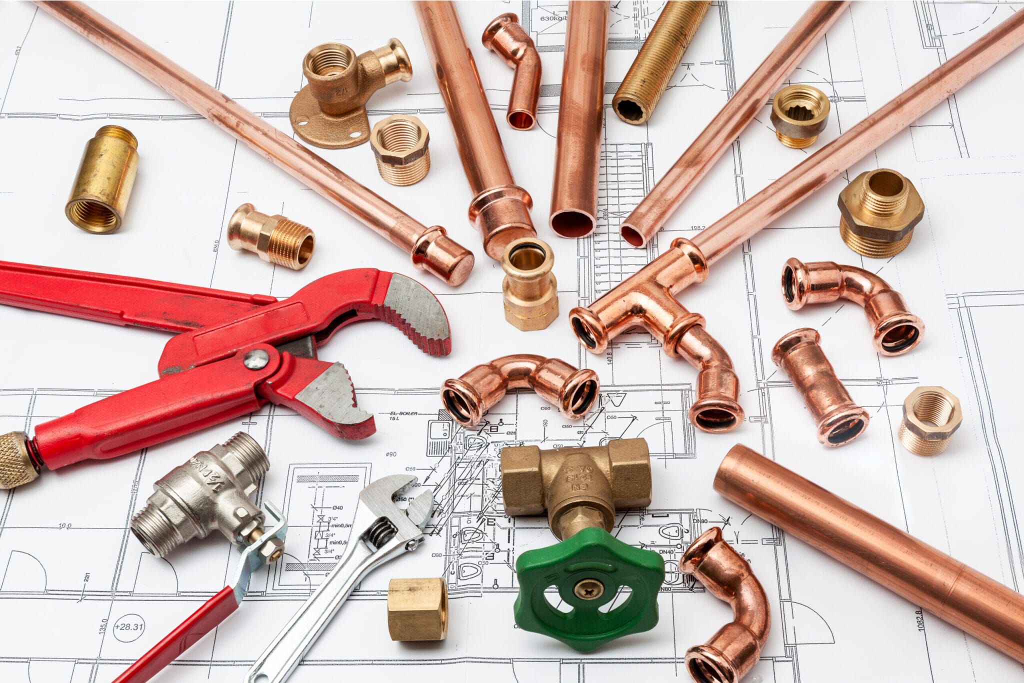 Copper pipe fittings and plumbing parts for Cape Coral, Florida repairs
