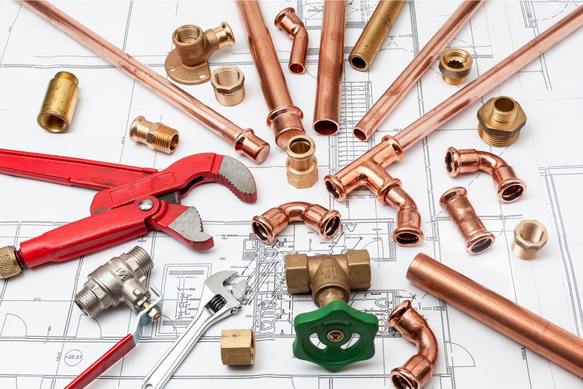 Copper pipes, fittings, valves, and plumbing tools in Cape Coral