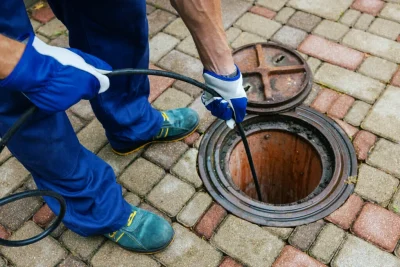 Plumber cleaning an outdoor sewer drain in Cape Coral