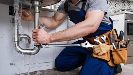Technician using electronic equipment to detect a plumbing leak in Cape Coral